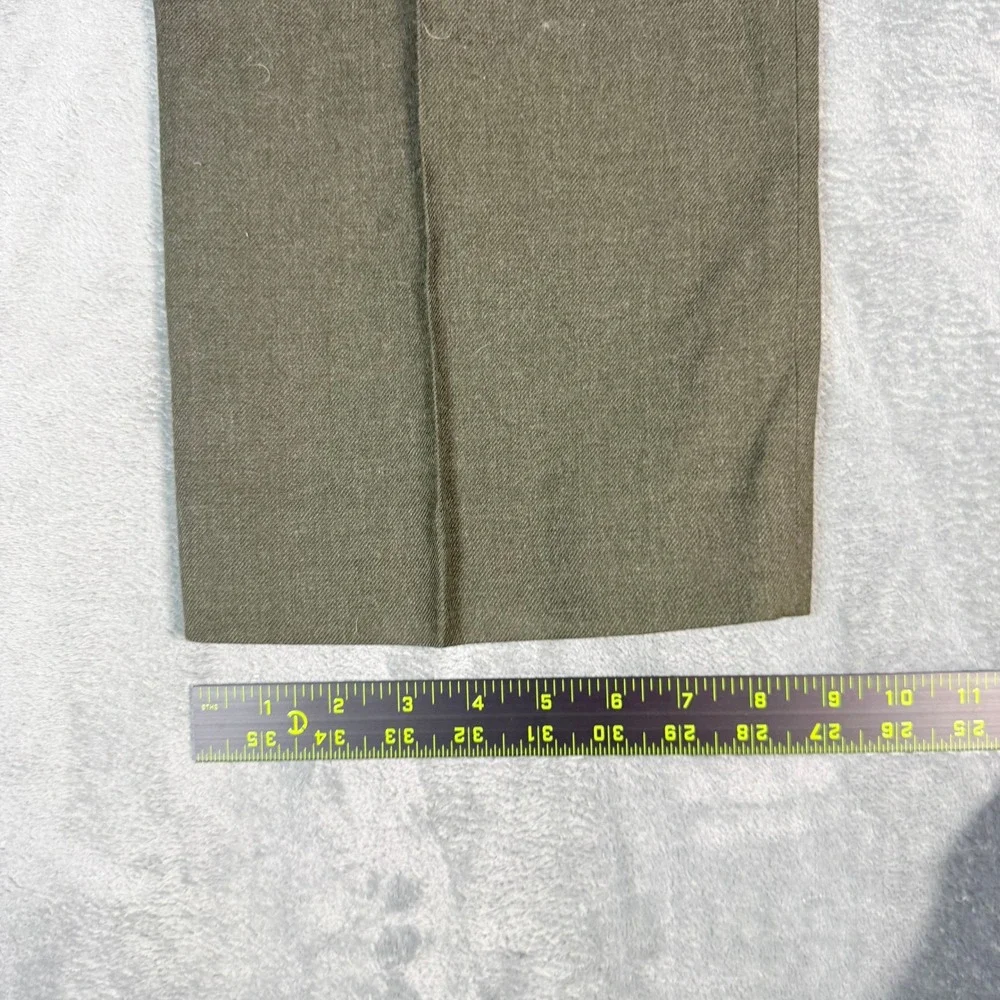 Vintage 1978 Mens 32R Wool Serge Trousers Green Shade Military Pants